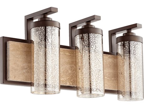 Quorum Julian 3-Light Oiled Bronze Glass Vanity Light