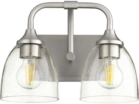 Quorum Enclave 2-Light Satin Nickel With Clear Seeded Glass Vanity Light