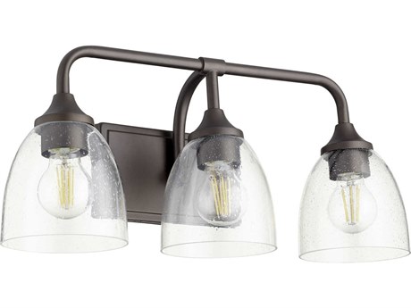 Quorum Enclave 3-Light Oiled Bronze With Clear Seeded Glass Vanity Light