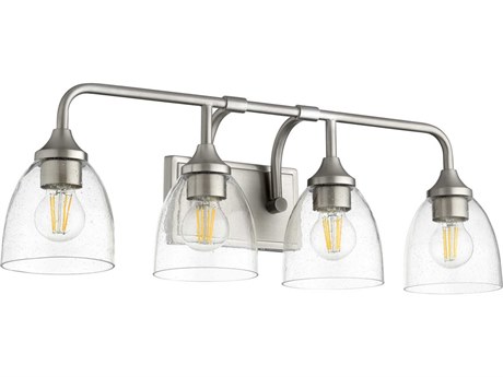 Quorum Enclave 4-Light Satin Nickel With Clear Seeded Glass Vanity Light