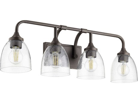 Quorum Enclave 4-Light Oiled Bronze With Clear Seeded Glass Vanity Light