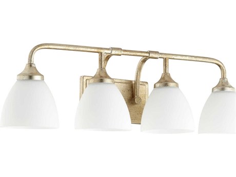 Quorum Enclave 4-Light Aged Silver Leaf Glass Vanity Light