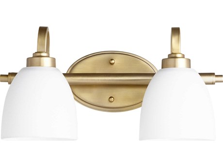 Quorum Reyes 2-Light Aged Brass Glass Vanity Light
