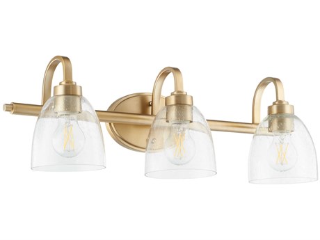 Quorum Reyes 3-Light Aged Brass Glass Vanity Light