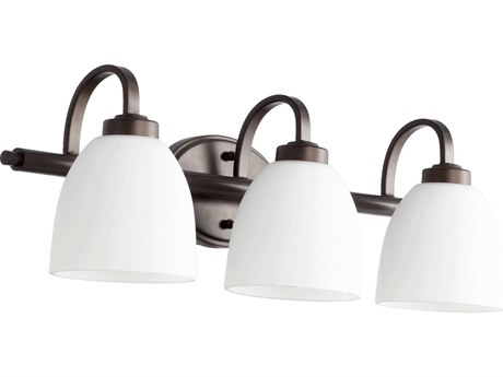 Quorum Reyes 3-Light Oiled Bronze Glass Vanity Light