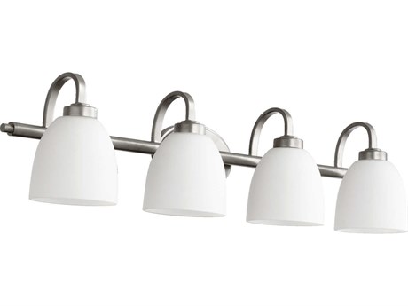 Quorum Reyes 4-Light Classic Nickel Glass Vanity Light