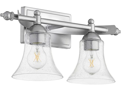 Quorum Aspen 2-Light Classic Nickel Glass Vanity Light