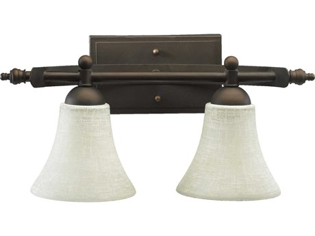 Quorum Aspen 2-Light Oiled Bronze Glass Vanity Light