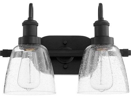 Quorum 2-Light Matte Black Glass Vanity Light