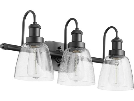 Quorum 3-Light Matte Black Glass Vanity Light