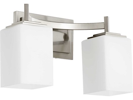 Quorum Delta 2-Light Satin Nickel Glass Vanity Light
