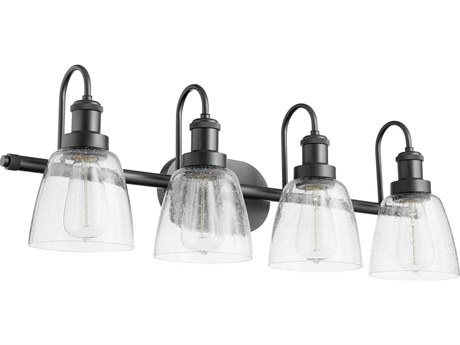 Quorum 4-Light Matte Black Glass Vanity Light