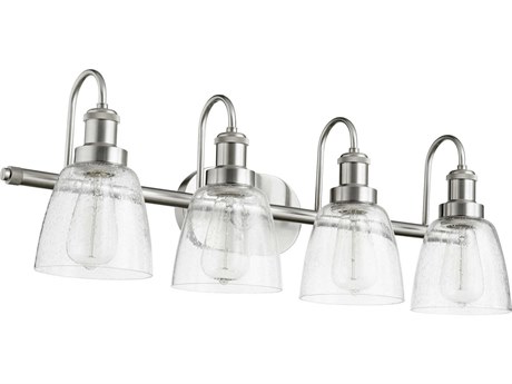 Quorum 4-Light Satin Nickel Glass Vanity Light