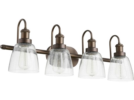 Quorum 4-Light Oiled Bronze Glass Vanity Light