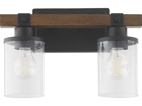 Quorum Alpine 2-Light Textured Black Walnut Vanity Light
