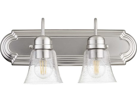 Quorum 2-Light Satin Nickel With Clear Seeded Glass Vanity Light