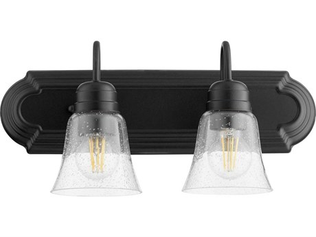 Quorum 2-Light Noir With Clear Seeded Glass Vanity Light