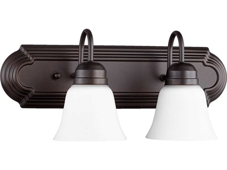 Quorum 2-Light Oiled Bronze With Satin Opal Glass Vanity Light