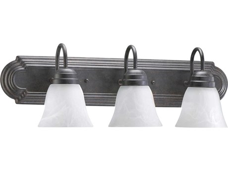 Quorum 3-Light Toasted Sienna Gray Glass Vanity Light