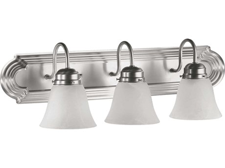 Quorum 3-Light Satin Nickel Silver Glass Vanity Light