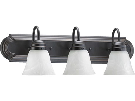 Quorum 3-Light Old World Bronze Glass Vanity Light
