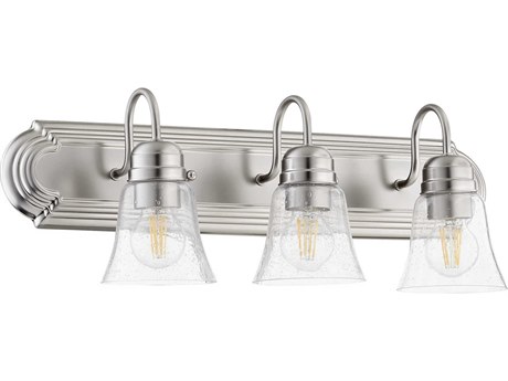 Quorum 3-Light Satin Nickel With Clear Seeded Glass Vanity Light