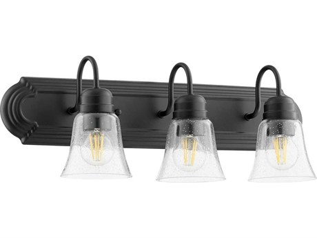 Quorum 3-Light Noir With Clear Seeded Black Glass Vanity Light