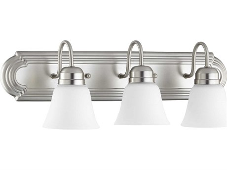 Quorum 3-Light Satin Nickel With Opal Glass Vanity Light