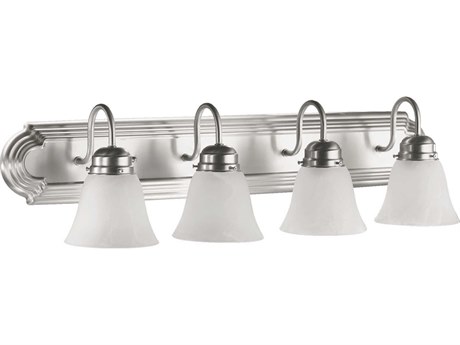 Quorum 4-Light Satin Nickel Silver Glass Vanity Light