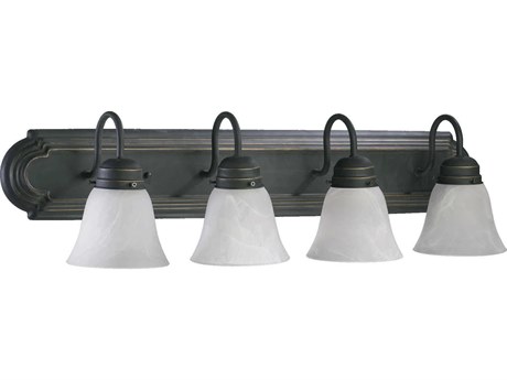 Quorum 4-Light Old World Black Glass Vanity Light