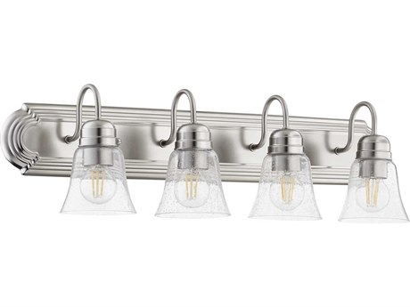 Quorum 4-Light Satin Nickel With Clear Seeded Glass Vanity Light
