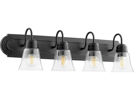 Quorum 4-Light Noir With Clear Seeded Black Glass Vanity Light