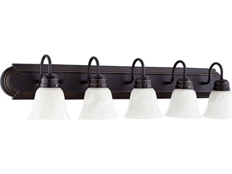 Quorum 5-Light Old World Bronze Glass Vanity Light
