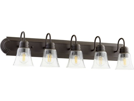 Quorum 5-Light Oiled Bronze With Clear Seeded Glass Vanity Light