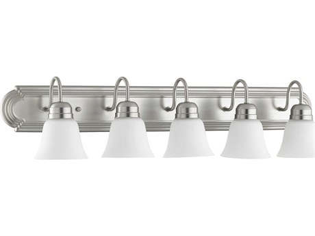 Quorum 5-Light Satin Nickel With Opal Glass Vanity Light