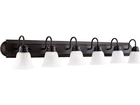 Quorum 6-Light Old World Bronze Glass Vanity Light