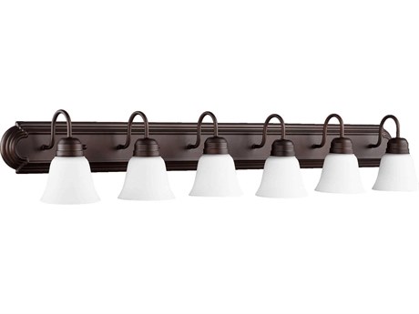 Quorum 6-Light Oiled Bronze With Satin Opal Glass Vanity Light