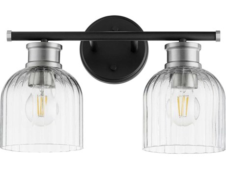 Quorum Monarch 2-Light Noir With Satin Nickel Black Glass Vanity Light