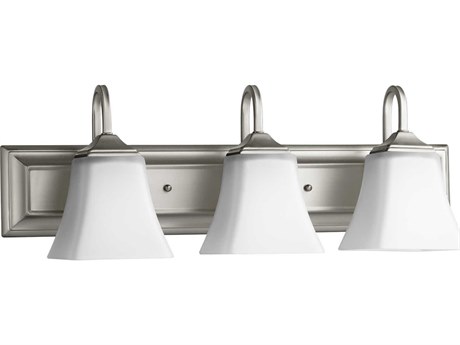 Quorum 3-Light Satin Nickel With Opal Glass Vanity Light