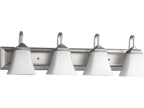 Quorum 4-Light Satin Nickel With Opal Glass Vanity Light