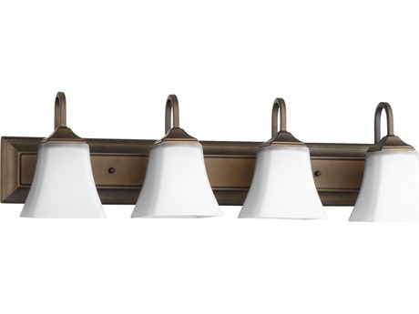 Quorum 4-Light Oiled Bronze With Satin Opal Glass Vanity Light