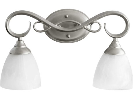 Quorum Powell 2-Light Classic Nickel Glass Vanity Light