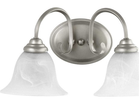 Quorum Spencer 2-Light Classic Nickel White Glass Vanity Light