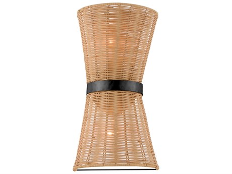 Quorum Fairview 2-Light Matte Black Wood Wall Sconce