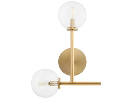 Quorum Rovi 2-Light Aged Brass Glass Wall Sconce