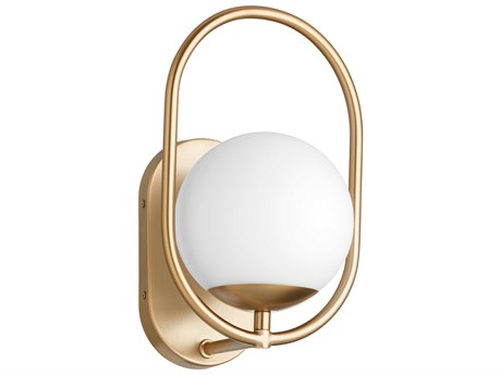 Quorum Belmont 1-Light Aged Brass Glass Wall Sconce