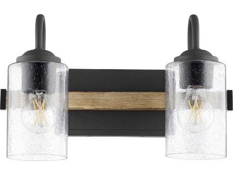 Quorum 2-Light Noir With Driftwood Black Glass Vanity Light