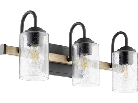 Quorum 2-Light Noir With Driftwood Black Glass Vanity Light