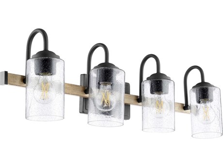 Quorum 4-Light Noir With Driftwood Black Glass Vanity Light