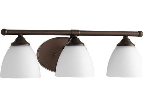 Quorum Brooks 3-Light Oiled Bronze With Satin Opal Glass Vanity Light